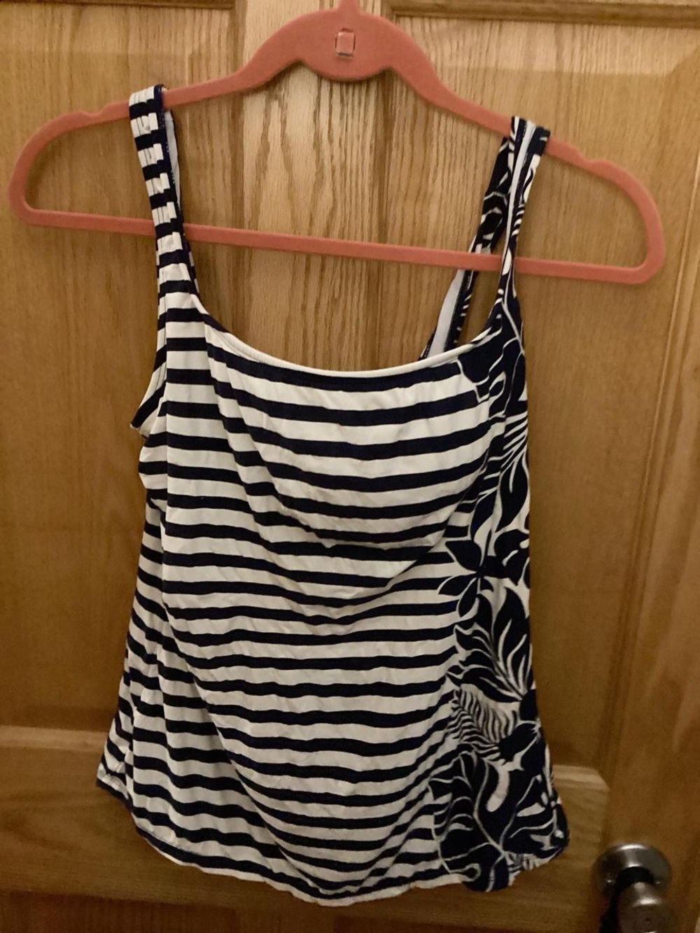 Beach House Navy & White Striped Floral Tank